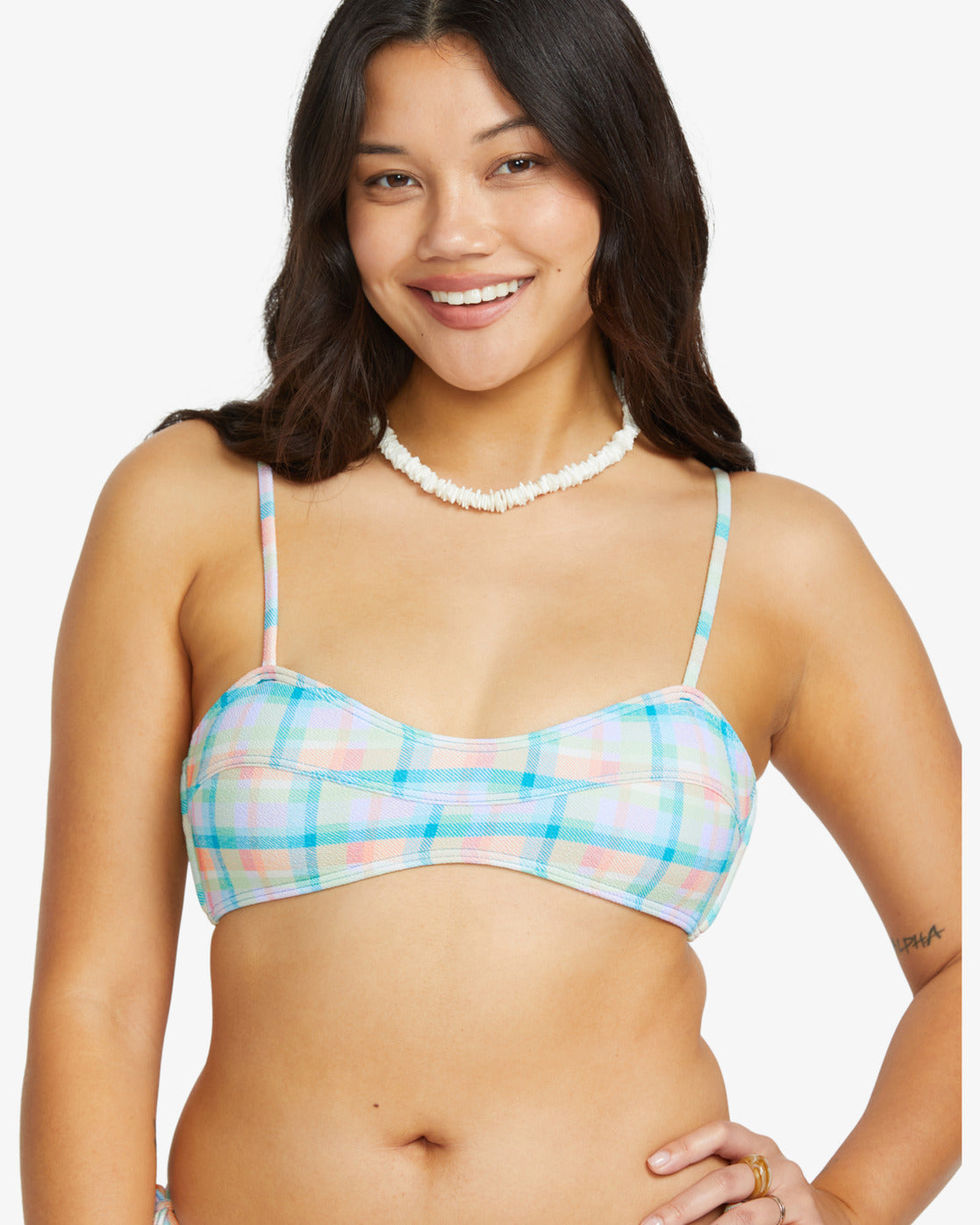 Womens Check The Waves Full Coverage Bikini Top
