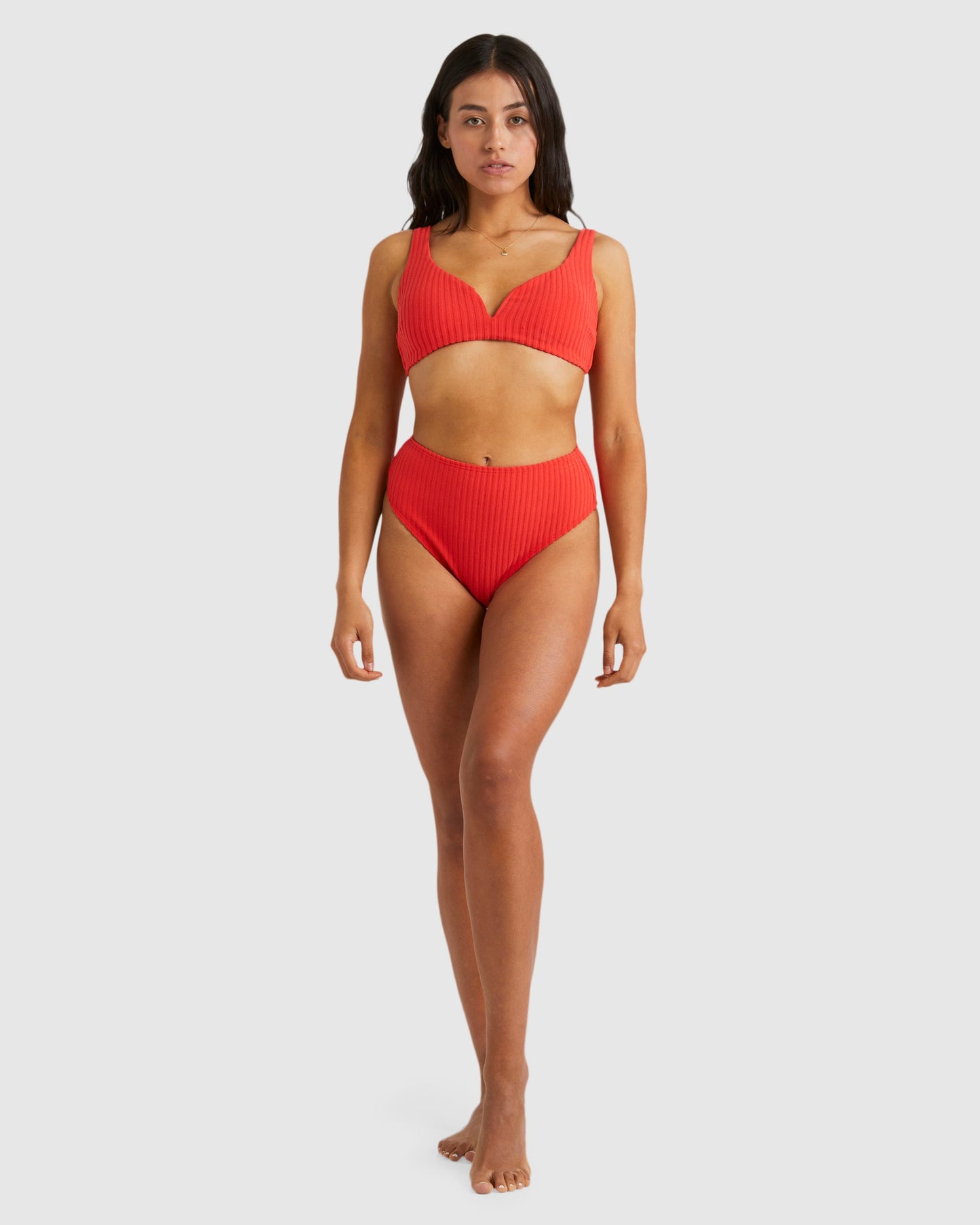 Womens Terry Rib Dion D-Cup Bra Bikini Top