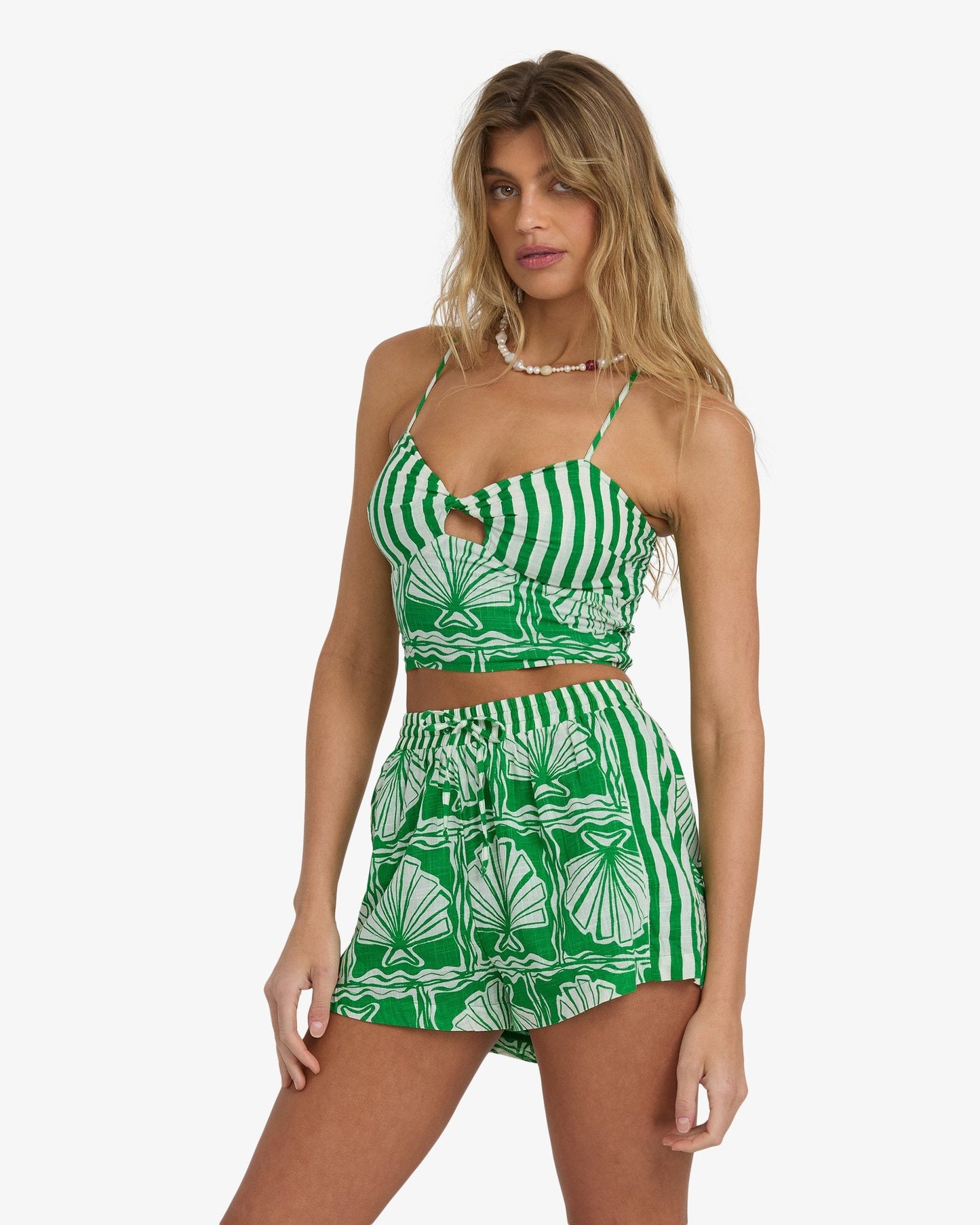 Womens Sea Shell Elasticated Shorts